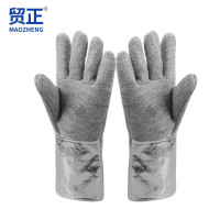 贸正耐高温手套(600-800)度拼接式手背铝箔掌心半拼接灰棉内衬白色棉麻