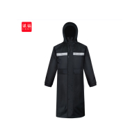 谋福CNMF户外长款连体男女风衣式雨衣保安执勤骑行雨披可定制( 长风衣 3XL180 ) 719