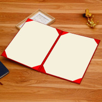 皮质朗诵稿夹A4 签约本外壳红色