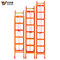 步步稳家用伸缩梯碳钢楼梯铝合金升降梯子直梯阁楼爬梯升缩工程梯7米加强碳钢[收3.7米伸6.6米]T-DS007