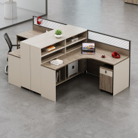 企采严选 3m*2.4m*0.75m十字形4人工位桌椅(桌+柜+椅)(套)