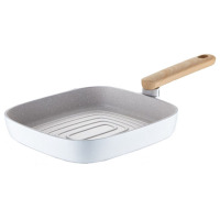 炊大皇平底锅不粘锅条棱纹牛排扒盘煎炒锅24cm奶糖NT24SP