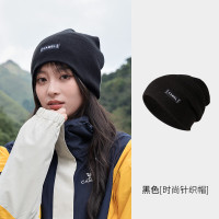 骆驼慵懒风堆堆帽女春夏骑行百搭日系防风针织帽子173CP10054黑色