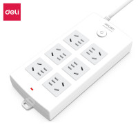 得力18205 插座_6组合孔3米_PVC袋装(白)(只)