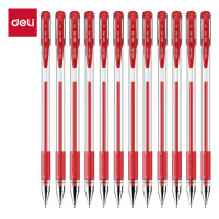 得力6601中性笔 0.5mm半针管(红色)12支/盒