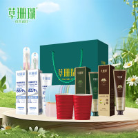 草珊瑚牙膏套装 清新口气 健齿护龈减少口腔问题 礼盒装 吉祥如意十件套 牙膏*4+牙刷*2+毛巾*2+杯子*2