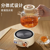 乐扣乐扣养生壶小型一人 煮茶器 家用全玻璃花茶壶烧水壶办公室电热水壶煮茶壶EJK3315WHT 1L
