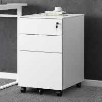 海邦 三抽柜 文件柜矮柜铁皮柜桌下抽屉柜活动柜办公室储物柜带锁