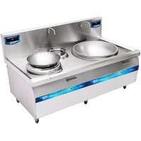 圣托(shentop)凹面电磁炉 大功率双头电炉灶 酒店饭店商业电炒炉 小炒加大炒组合灶 STC-G1800