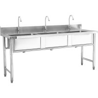 圣托(Shentop)酒店饭店食堂三星水池 不锈钢三槽洗菜盆带水龙头 厨房洗碗池商用STTC-BA18B