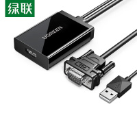 绿联 VGA转HDMI线转换器带音频供电 高清视频转接头 适用台式机笔记本电脑连接电视显示器投影仪40213