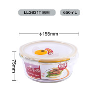乐扣乐扣(LOCK&LOCK)玻璃保鲜 微波炉密封容器饭盒便当盒LLG831650ml