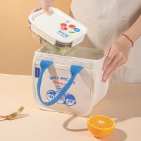 乐扣乐扣(LOCK&LOCK)玻璃保鲜盒2件套 微波炉饭盒上班族带饭套装两件套带便当包 LNG429S601白色740m