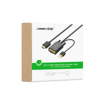 绿联VGA转HDMI高清转换器线 笔记本电脑连接电视投影仪显示器转接头线 支持音视频同步 2米 30840