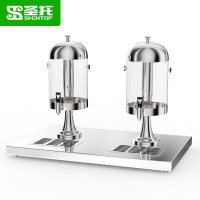 圣托 不锈钢果汁鼎冷热两用饮料桶自助冷饮机 酒店西餐商用自助餐果汁桶 双温双缸16L饮料机 STYB-ZS16