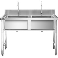 圣托(Shentop)酒店饭店食堂双星水池 不锈钢双槽洗菜盆带水龙头 厨房洗碗池商用STTC-BA12B