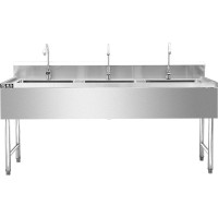 圣托(Shentop)商用水池三星洗碗池 不锈钢餐厅三槽洗菜盆 带水龙头厨房水槽洗碗盆STTC-BA18D