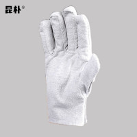昆朴24线白甲白色内衬双层帆布手套 FB213 双