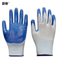 昆朴白纱蓝丁腈平浸劳保手套 DJ811 双