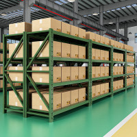 祥丰瑞和 货架仓储重型货架落地置物架超市库房多层置物架军绿色货架150*60*200cm