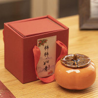 企业定制 拓牌柿柿如意柿子罐茶叶罐陶瓷罐单个装
