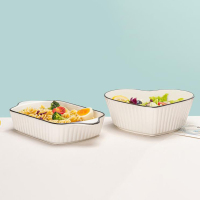 企业定制 可美瑞特家用餐具婉韵陶瓷烤盘两件套心形大碗+烤盘