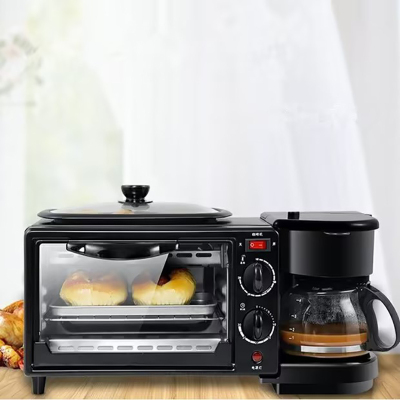 米栗熊电炸锅家用电烤箱早餐机多功能一体机三合一自动煮咖啡机