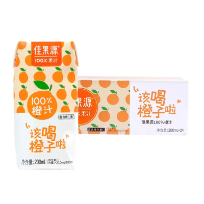 佳果源饮料橙汁苹果汁蜜桃复合果汁200ml*24(随机发货)