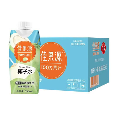 佳果源椰子水泰国NFC椰子水补充钾电解质椰青果汁330ml*12