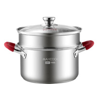 美厨蒸锅20cm304不锈钢2层蒸锅加厚复底汤蒸锅MCLP-602