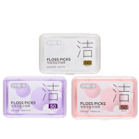 舒客牙线棒白色坚韧扁线牙签洁齿牙缝方便携随身盒50支*3盒