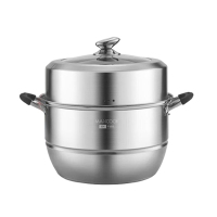 美厨蒸锅304不锈钢32cm二层加厚复底汤蒸锅MCZ2624