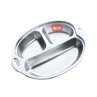 美厨饭盒316L不锈钢餐盘配勺子分格卡通3格MCFT1864