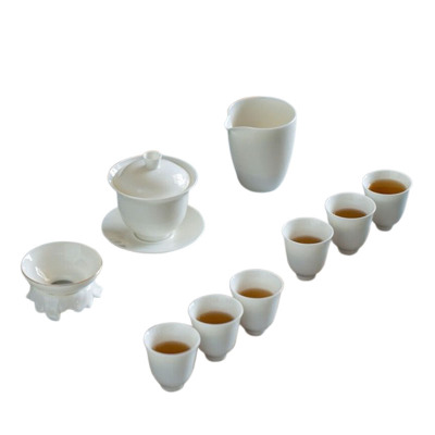 方然茶具套装10头羊脂玉茶具A-622