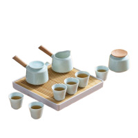 方然茶具套装家用青瓷10头万事合意茶具A-605