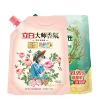 立白洗衣液洁净去污除味大师香氛液1kg*1袋+雨林茶花卫仕液1kg*1袋