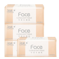 洁柔抽纸软抽卫生纸餐巾纸3层100抽*4包PR209-24R