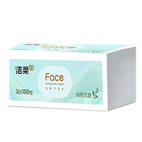 洁柔抽纸Face系列自然无香原生木浆3层100抽*12包PR265-24R