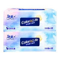 洁柔抽纸缤纷软抽无香型3层100抽*2包OR213-24R(包装随机)