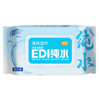 清风湿纸巾EDI纯水带盖湿巾1层60片*1包BWB60CE(包装随机)
