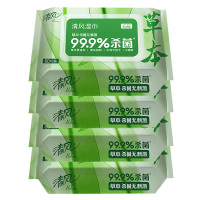 清风湿纸巾御本草杀菌湿巾1层60片*4包BWB60YE(包装随机)