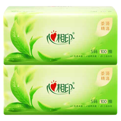 心相印抽纸茶语精选塑装面巾纸3层100抽*2包DT8100