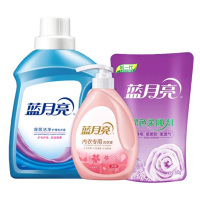 蓝月亮洗衣护理洁净套装薰洁净2kg*1瓶+内衣专用洗衣液500g*1瓶+薰衣草绿色柔顺剂500g*1袋(包装随机)