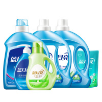 蓝月亮洗衣液套装茉莉清香3kg*2瓶+自然香亮白增艳3kg+浓缩柔顺剂1kg+手洗专用500g+活力橙花洗衣液500g