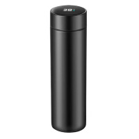 美厨304不锈钢智能显温直身保温杯500ml钢琴黑MCB1084