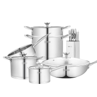 德铂锅具十三件套装瓦尔登堡蒸锅汤锅炒锅煎锅不锈钢刀具DEP-381