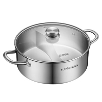 苏泊尔火锅304不锈钢直型加厚鸳鸯锅28CM电磁炉汤锅ET28AAS03