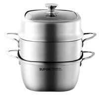 苏泊尔蒸锅24cm易取方型蒸煮多用锅双层蒸锅燃气灶电磁炉通用SZ24FA1