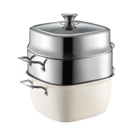 苏泊尔蒸锅24cm方形蒸锅304不锈钢加厚双层电磁炉煤气通用EZ24FAS01-W