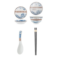 德铂碗卡梅拉家用12件套装餐具陶瓷碗筷勺子套装DEP-768